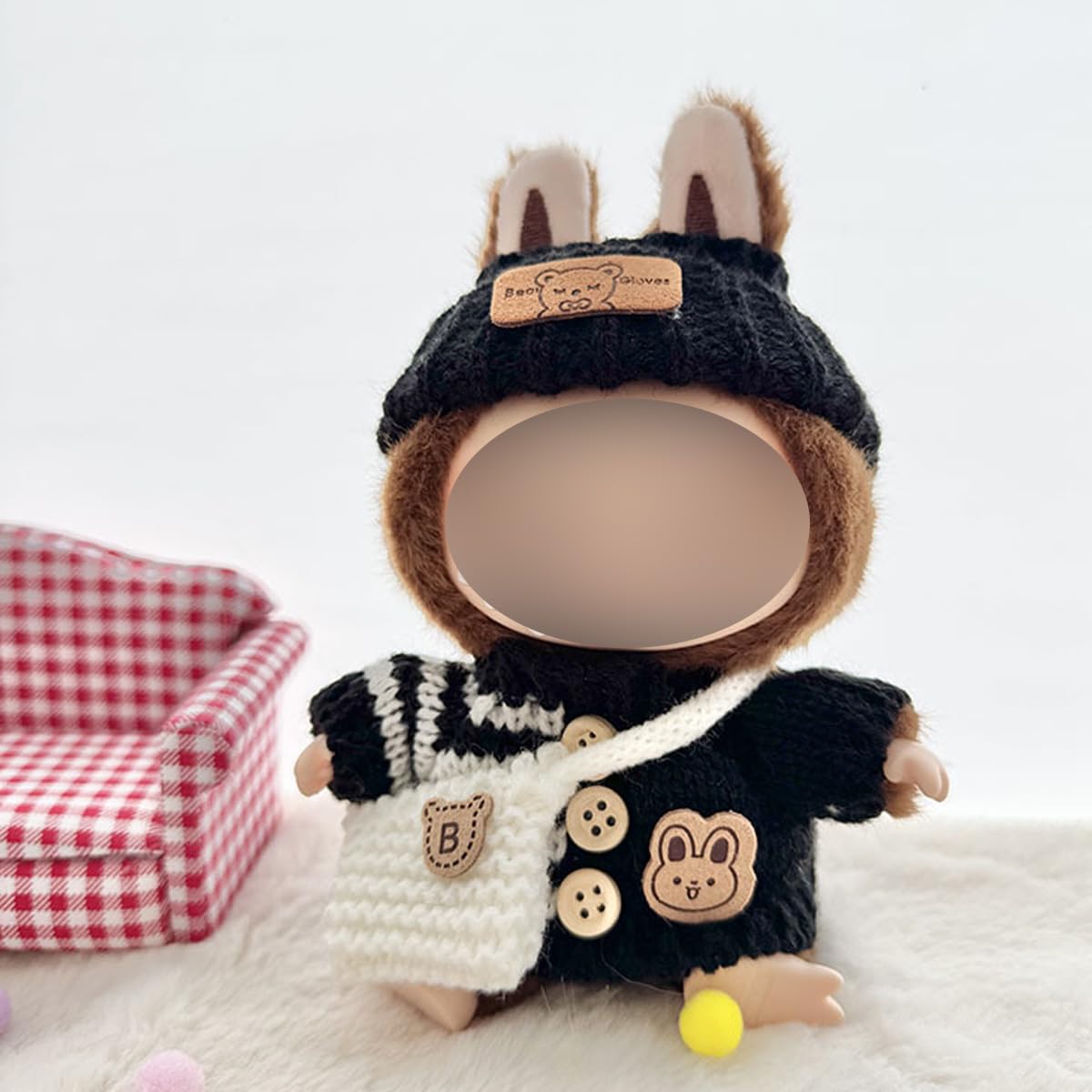 Cgq Labubu Fashion Ensemble,Clothes For Labubu ,3 Piece Sets Black Fashion Accessoriesfor Labubu Dolls Clothes.