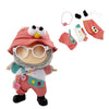 Stylish Adorable 17cm Dolls Clothes 6PCS Doll Outfits Dress-Up with Hat + Top + Pants + Glasses + Shoes + Pendant Accessories (No Dolls) Red