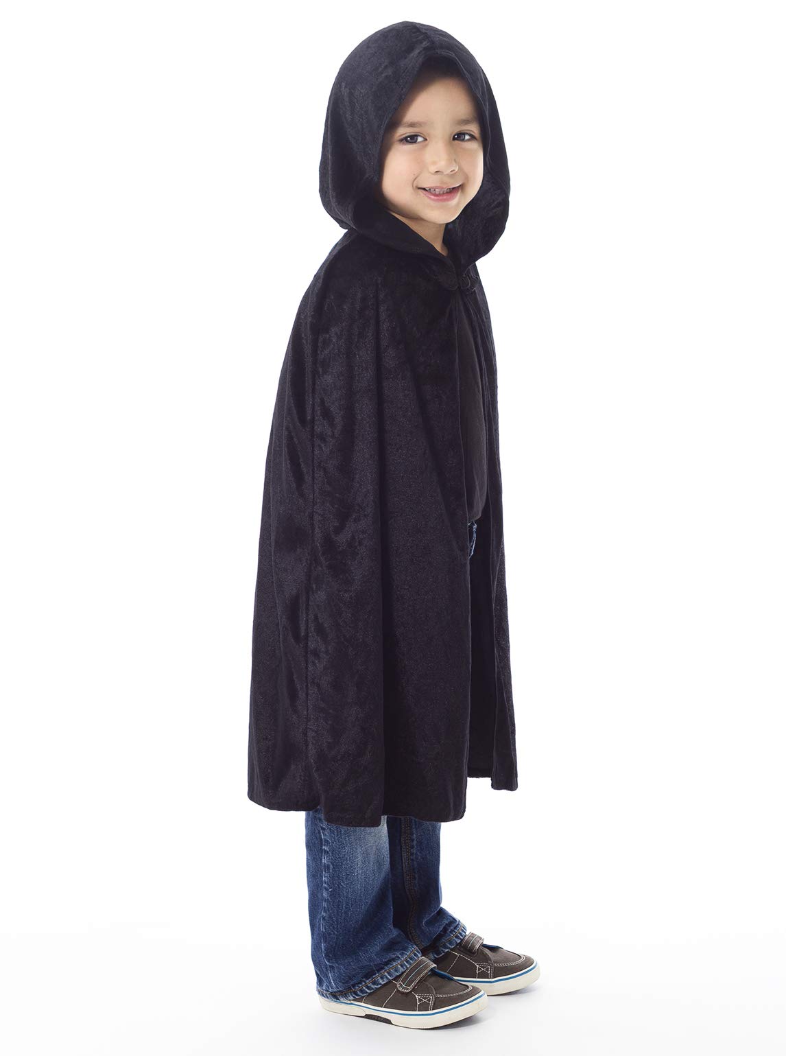 Little Adventures Deluxe Hooded Black Velvet Cloak Cape (Small Age 1-5) - Machine Washable Child Pretend Play And Party Dress-Up