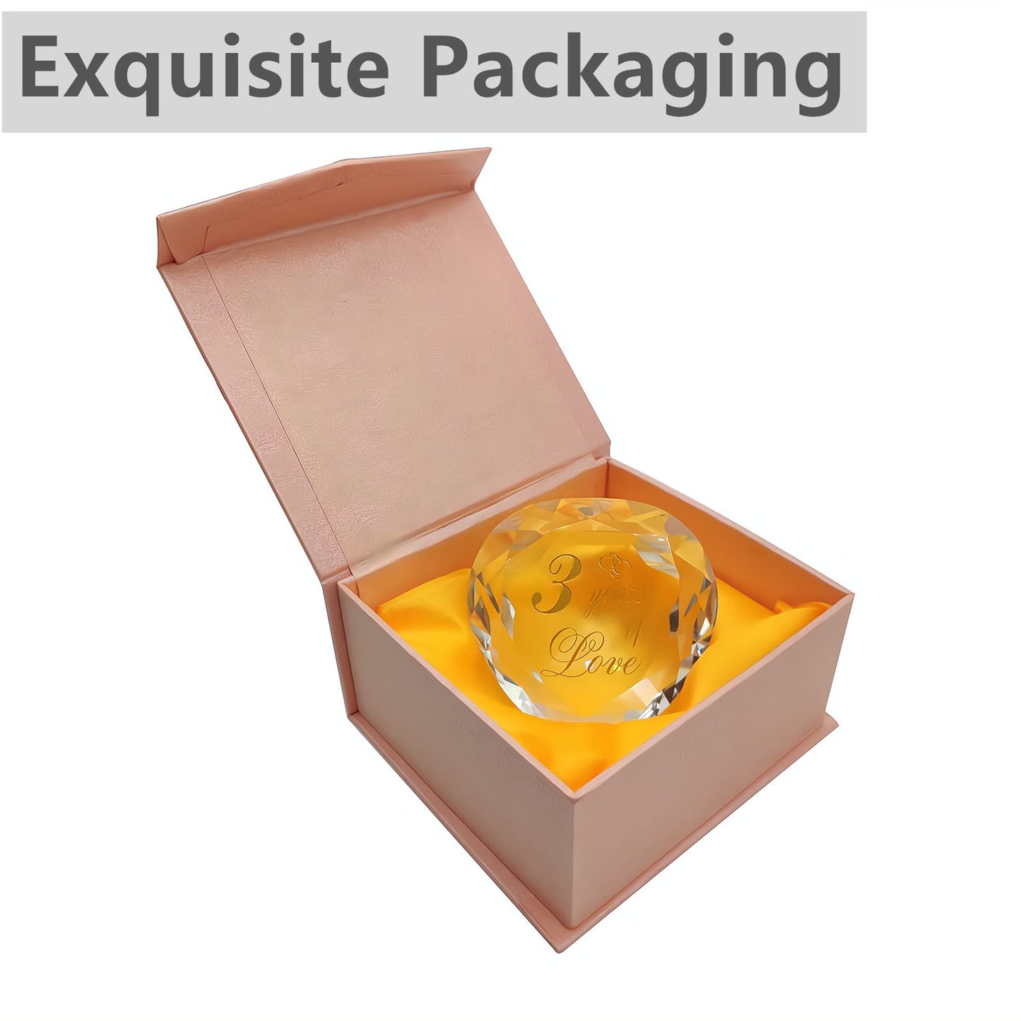 Urmforweilin 3 Year Anniversary Crystal Gifts For Him Her, Cute 3Rd Wedding For Husband Wife Boyfriend Or Girlfriend Third Anniversary Marriage Presents