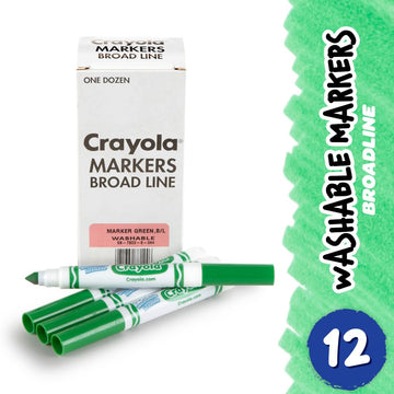 Crayola Washable Broad Line Markers, Green, 12ct, Bulk for Classrooms & Teachers, Model 58-7800-044