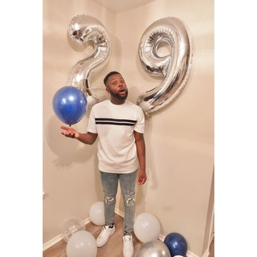 Silver 9 Balloon, Number Balloons 40 Inch, 9Th Giant Birthday Decorations For Boys Girls,19Th 29Th Silver Party Decorations Supp