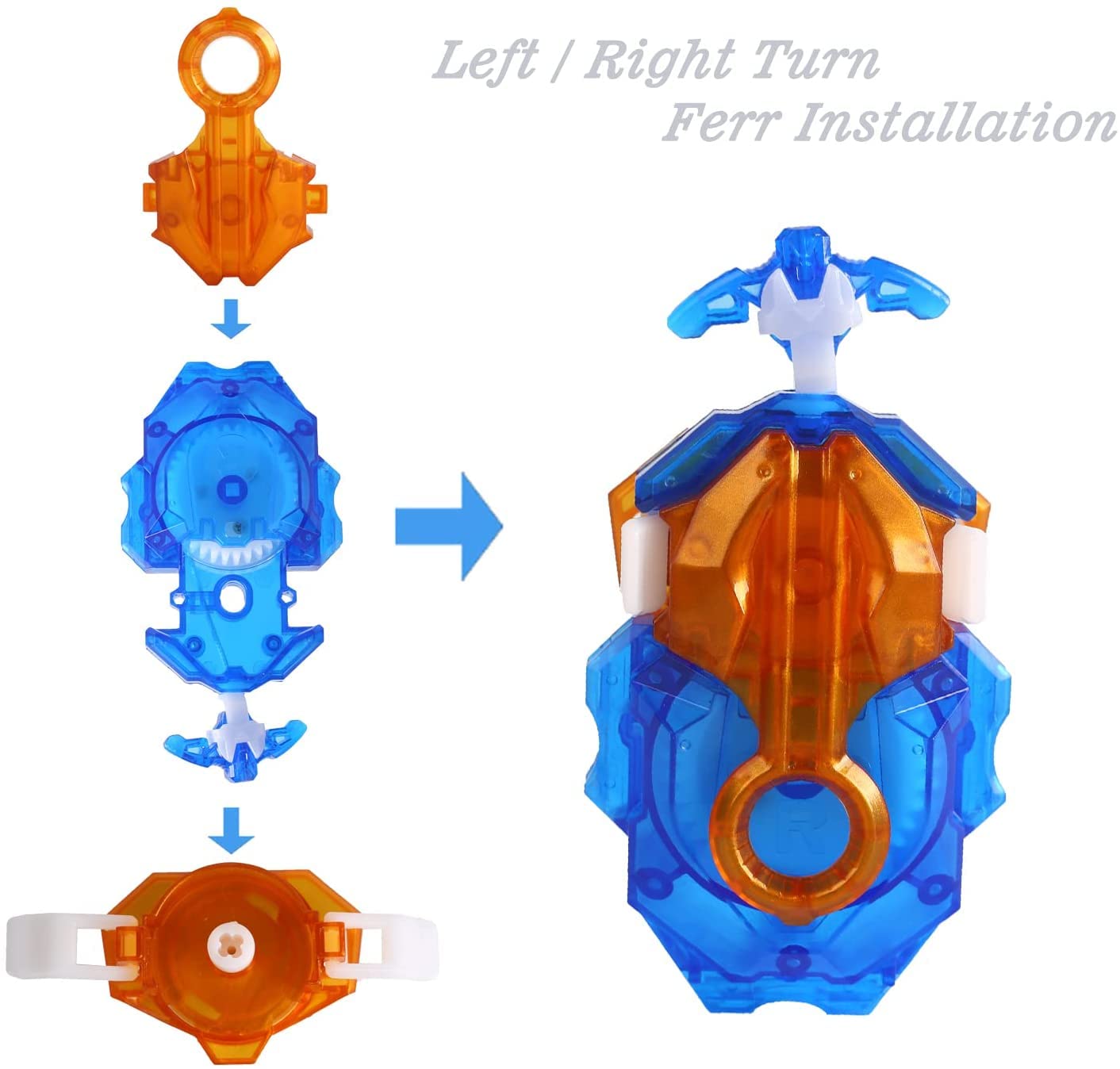 Battling Tops Burst Launcher B-184,L/R Two-Way Launcher,Db Layer System Pull-Wire Launcher (Orange)