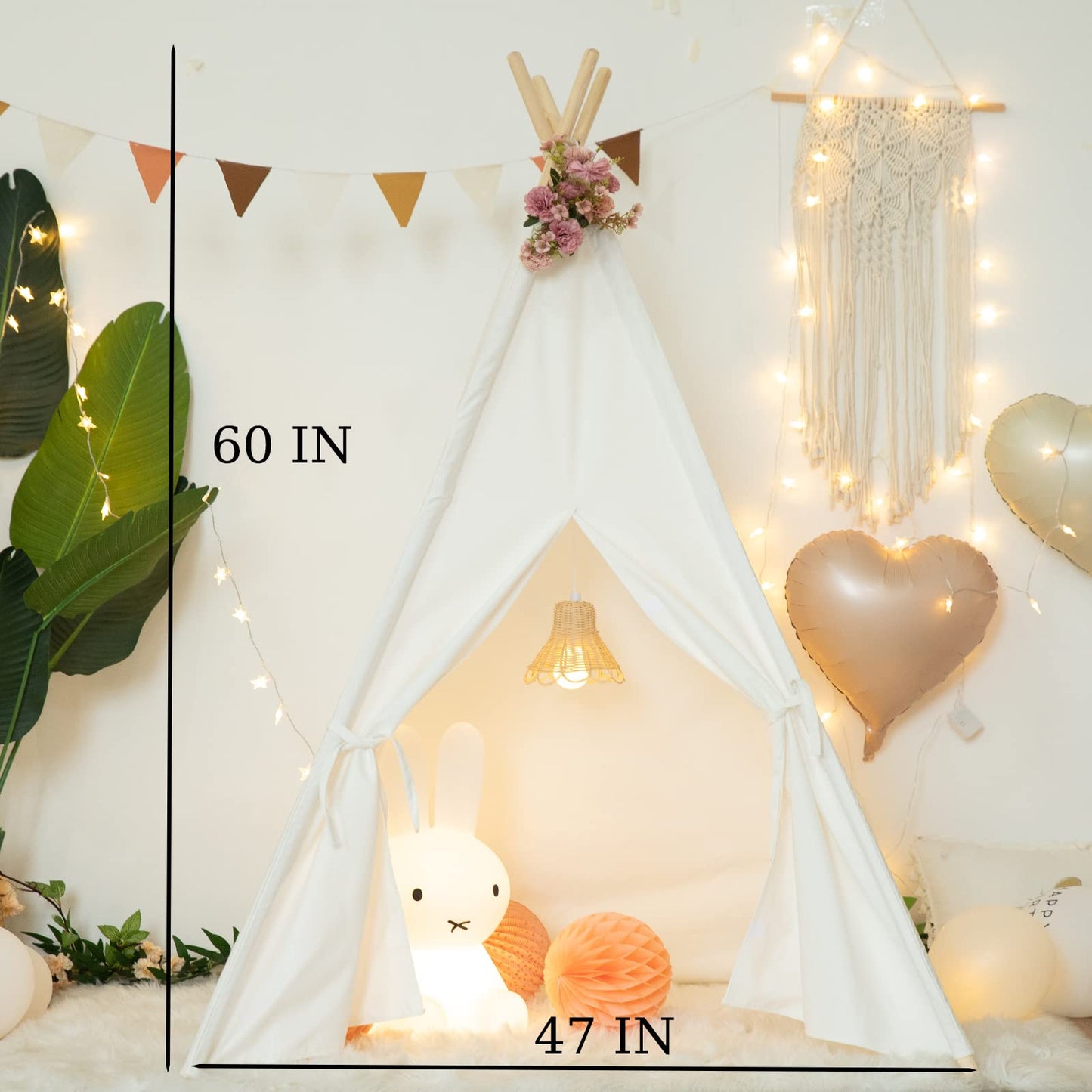 Rongfa Teepee Tent For Kids-Portable Children Play Tent Indoor Outdoor (White)