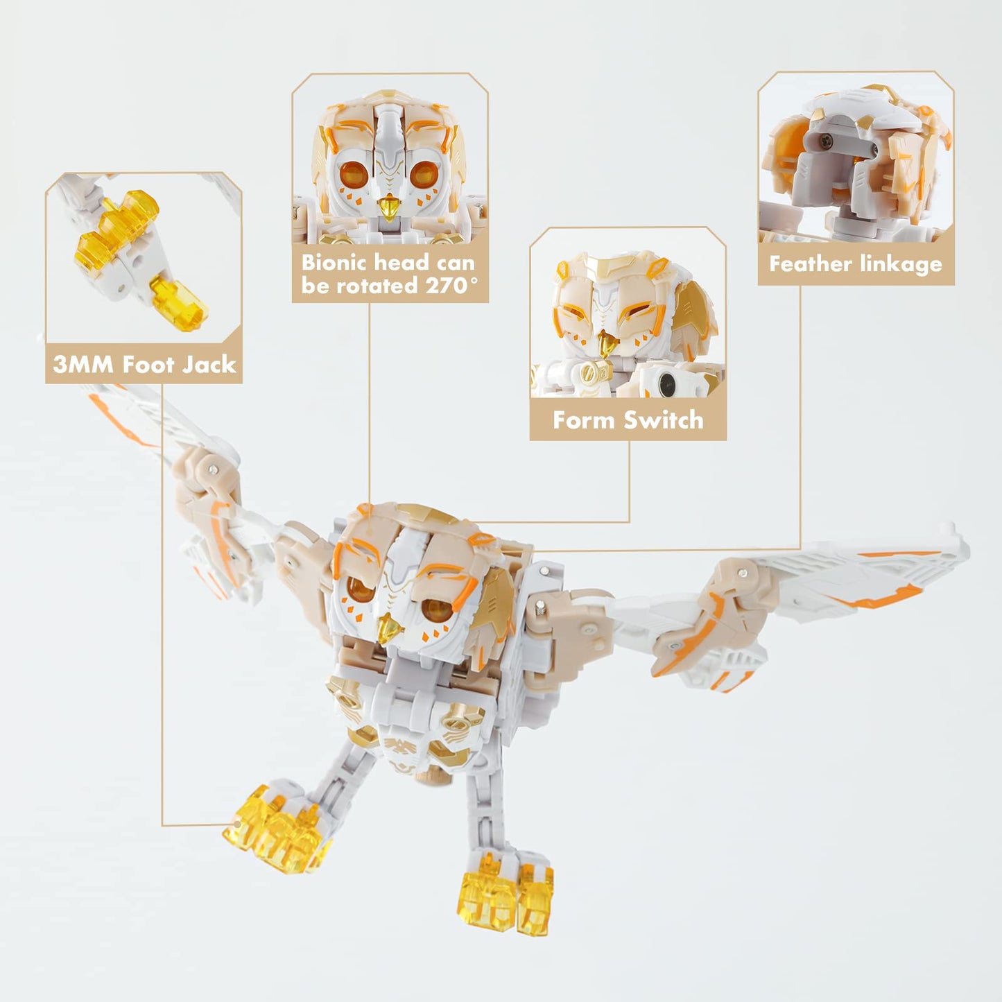 52Toys Beastbox Bb-41 Whitenoise Owl Deformation Toys Action Figure, 2/8.86Inch 2 In 1 Collectible Deformation Boy Toys For Part