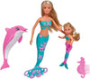 Simba Steffi Love & Evi Mermaid Friends Set - Includes Dolphin Figure & Seahorse Comb, Multicolored, Ages 3+