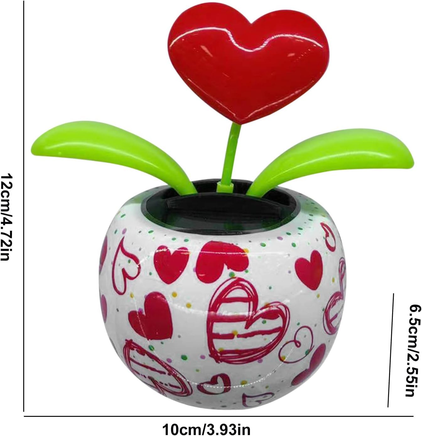 Red Solar Powered Dancing Figurines Toy - Solar Dance Flower, Heart Swing Dancing Flower In Pots, Shaking Head Ornament Car Dash