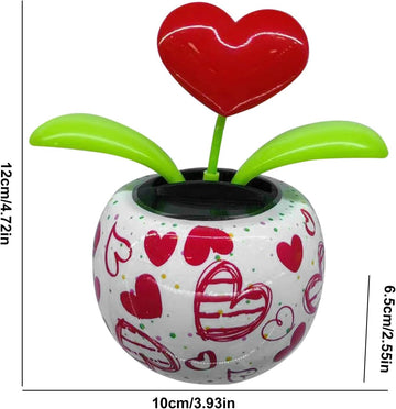 Red Solar Powered Dancing Figurines Toy - Solar Dance Flower, Heart Swing Dancing Flower In Pots, Shaking Head Ornament Car Dash
