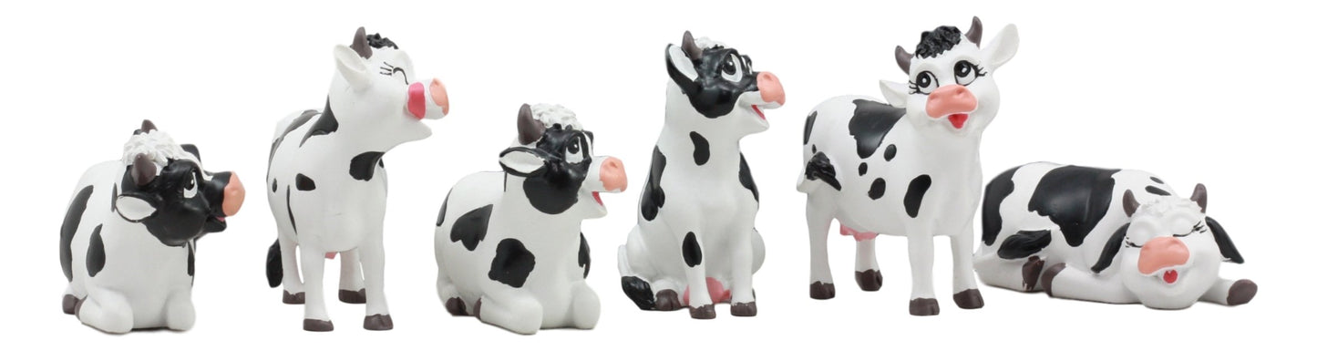 Gifts & Decor Ebros Set Of 6 Whimsical Cute Bovine Cows Figurines Cattle Cow Animal Collectibles Countryside Farm Meadows Pasture Cow Statues
