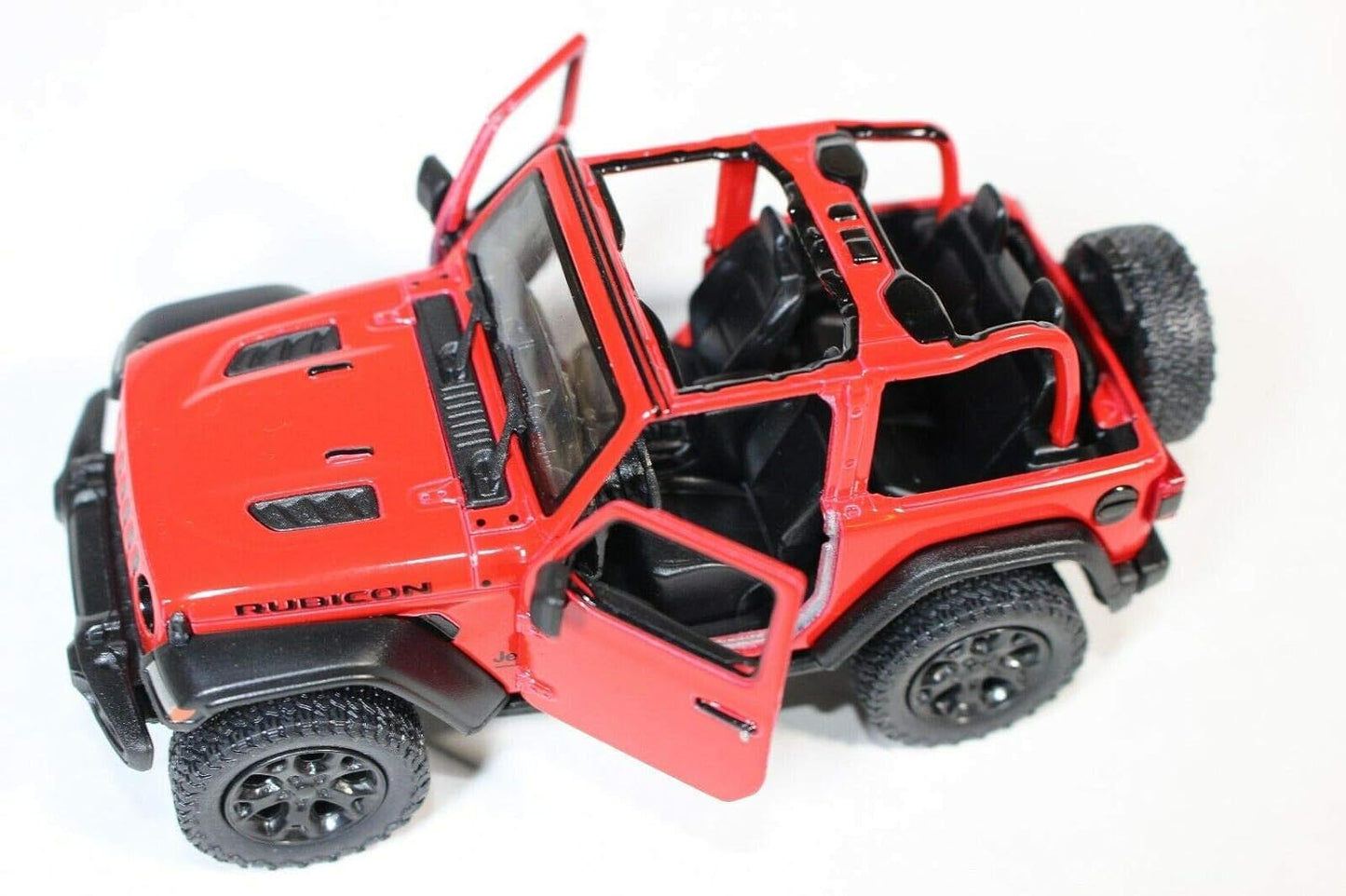 KiNSMART Jeep Wrangler Rubicon 5" Die Cast Metal Model Toy Car - Red Opentop Off Road 4x4