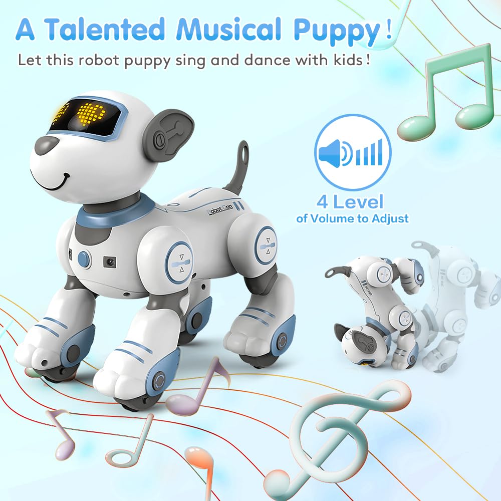Vatos Remote Control Robot Dog Toy For Kids - Interactive Touch & Follow 17 Functions Robot Dog Pet, Programmable Smart Walking Puppy Intelligent Dancing Dog Robot Toys For Girls 3-12 Gifts