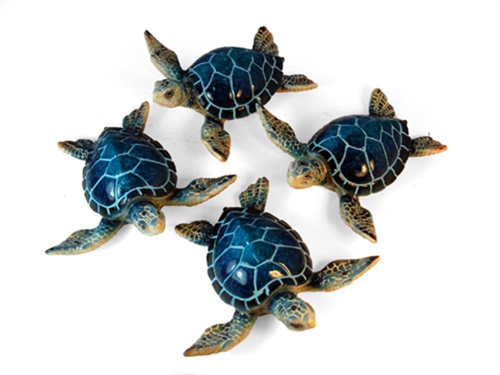 Stealstreet 4.25' Sea Turtle Decorative Figurines, Set Of 4 - Blue