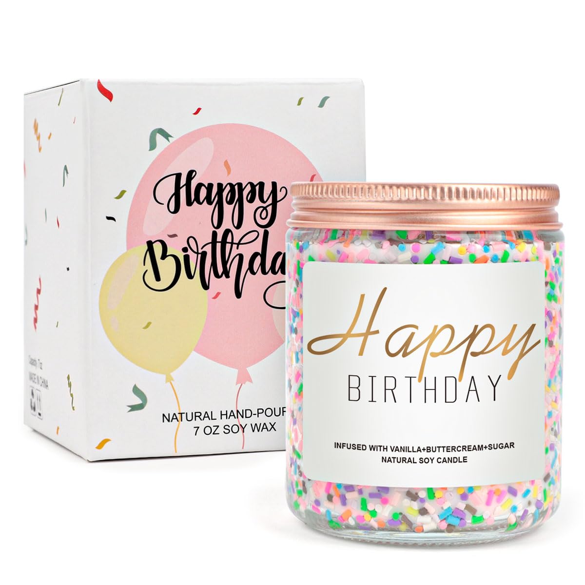 Birthday Candles Gifts for Women, Birthdays Gift for Women Men, 7 oz Happy Birthday Candle with Vanilla Birthday Cake Scent, Uni