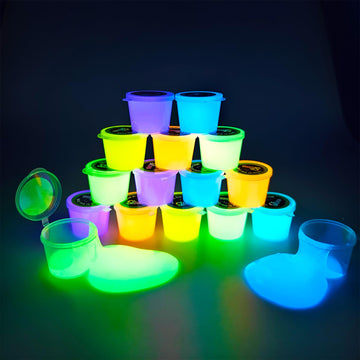 15 Pack Glow In The Dark Slime Kit, With Purple, Green, Blue, Orange And Yellow Etc, Galaxy Slime Favor For Child Birthday, Super Cute Girls Boys Stress Relief Toys