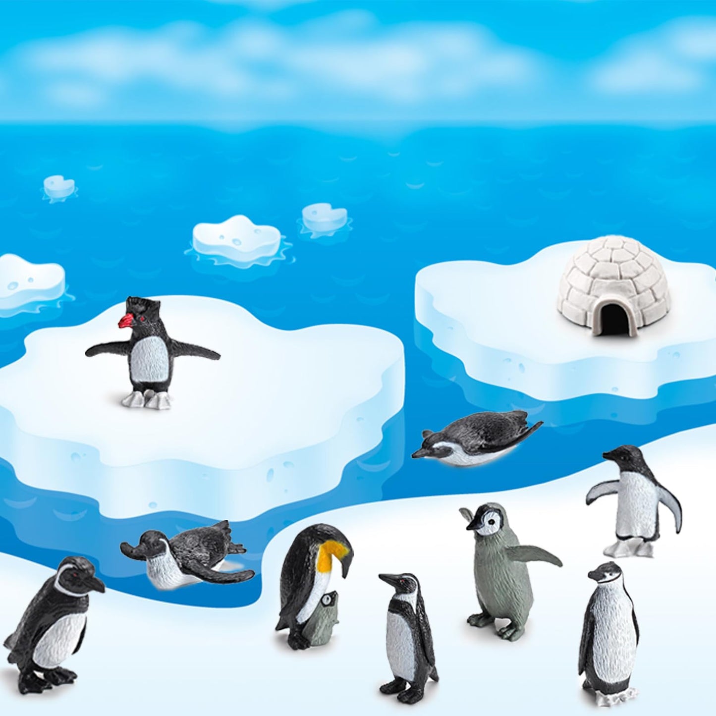 Onest 11 Pieces Mini Penguin Figurines Toy Set Realistic Arctic Animals Toys Penguins Cake Toppers Polar Small Penguin Figures For Kids Birthday Gift
