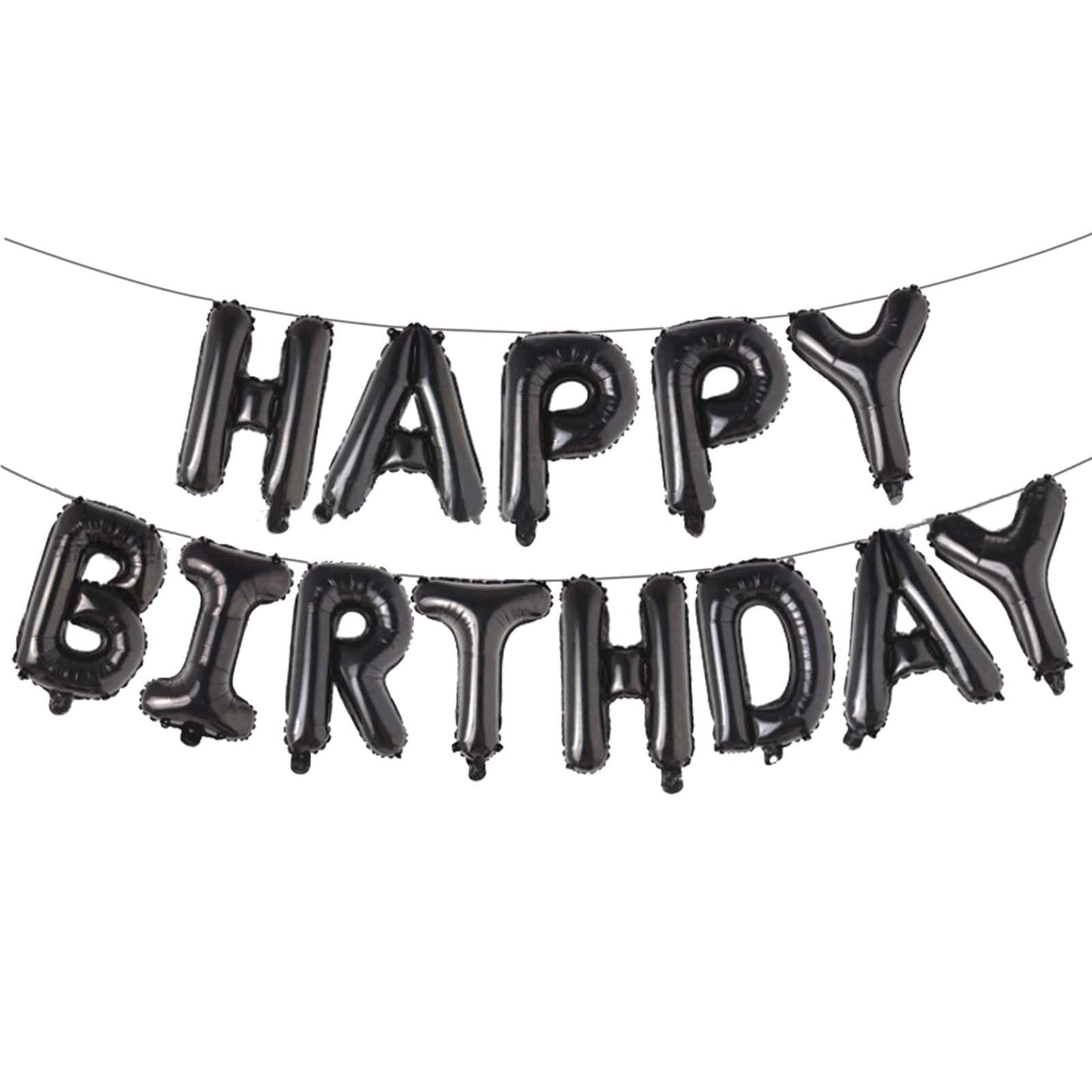 16 Inch Black Happy Birthday Aluminum Foil Letters Balloons Birthday Balloons Banner Sign For Men Women Kids Birthday Party Deco