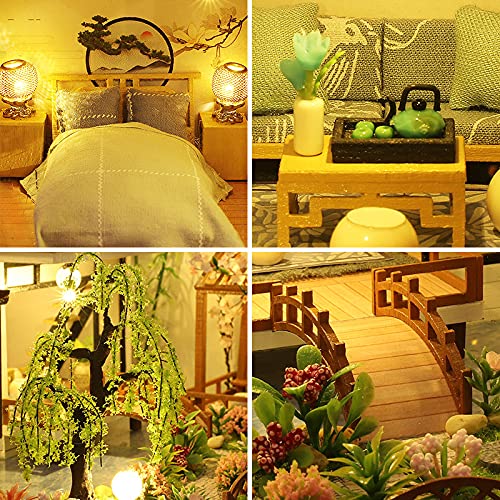 Gudoqi Diy Miniature Dollhouse Kit, Tiny House Kit With Music, Miniature House Kit 1:24 Scale, Great Handmade Craft Gift For Birthday Christmas Day, Traditional Courtyard House