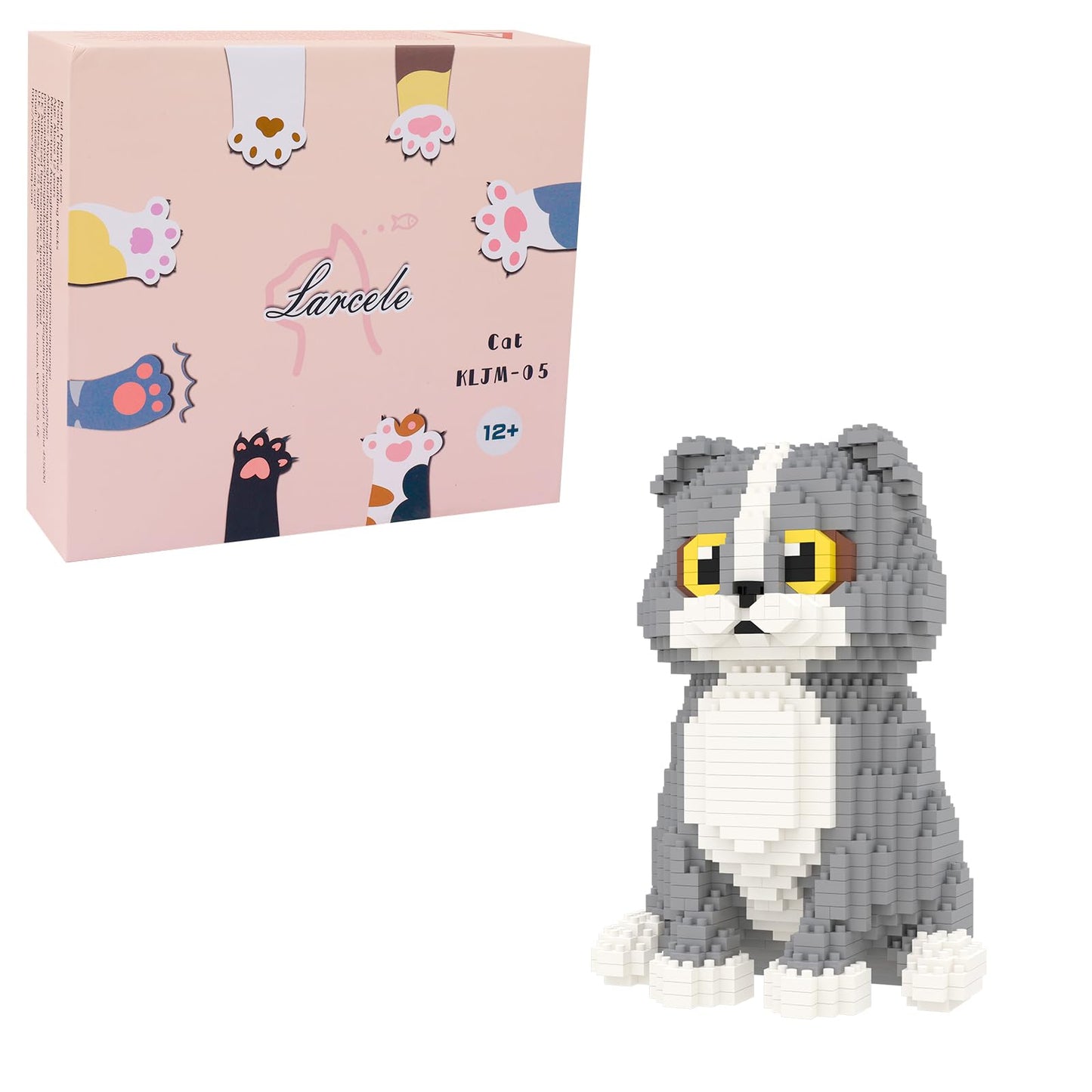 Larcele Cat Micro Building Blocks Animal Set, Diy Mini 3D Building Toy Bricks Kit,985 Pieces Kljm-05 (Scottish Fold)