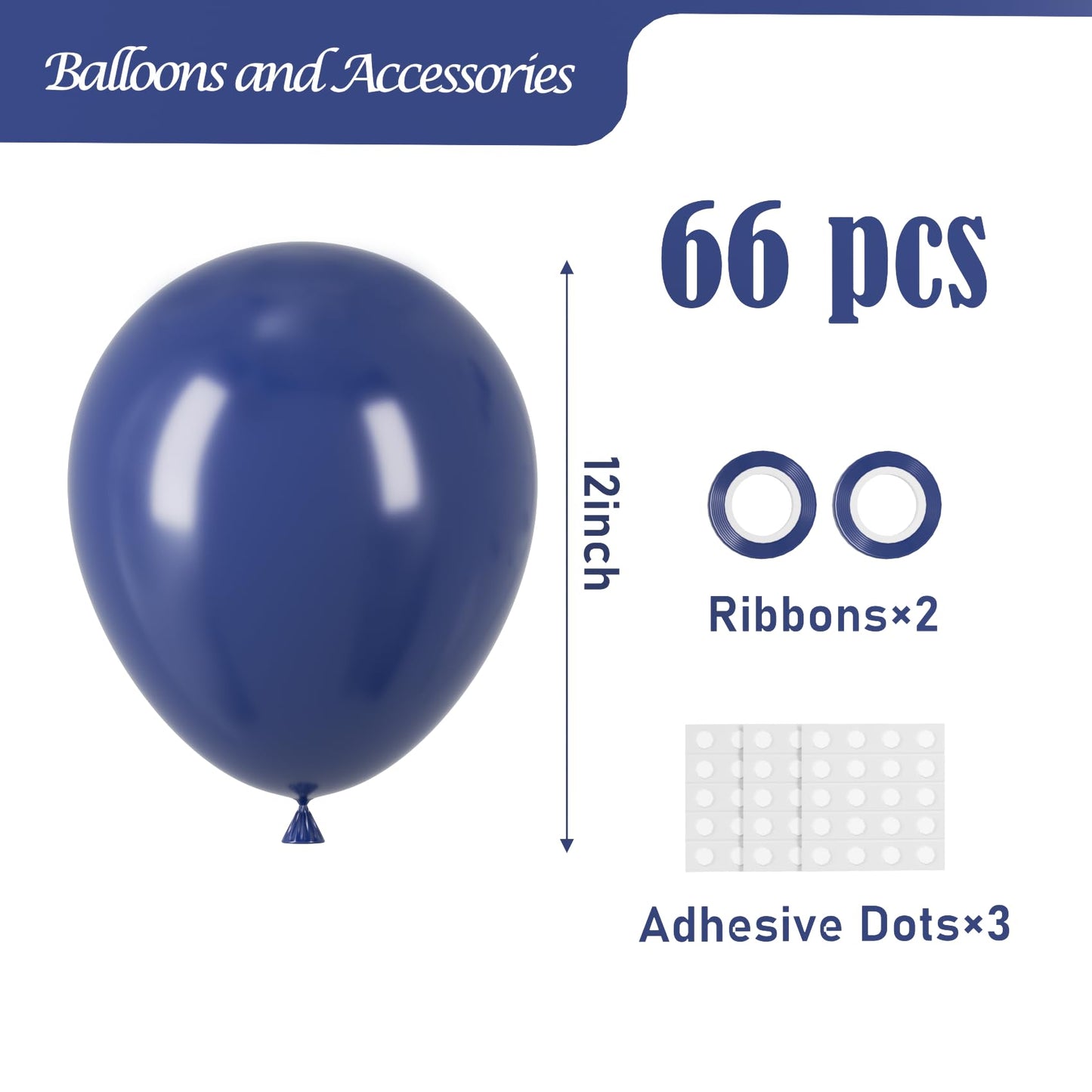 Voircoloria Navy Blue Balloons, 66Pack 12Inch Dark Blue Latex Party Balloons For Graduation, Wedding, Birthday, Baby Shower, Gen
