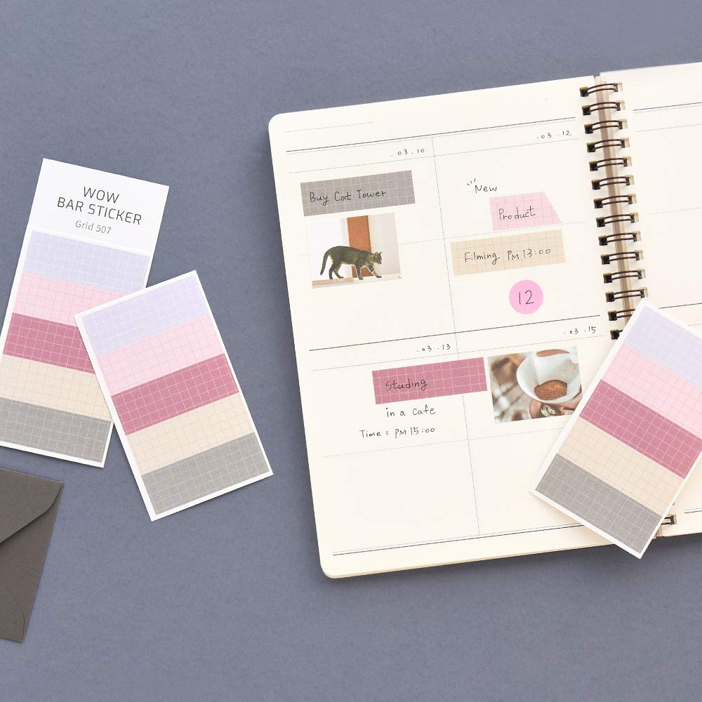 Monolike Wow Bar Sticker Grid B Set - Mini Size Cute Stickers, Square Stickers