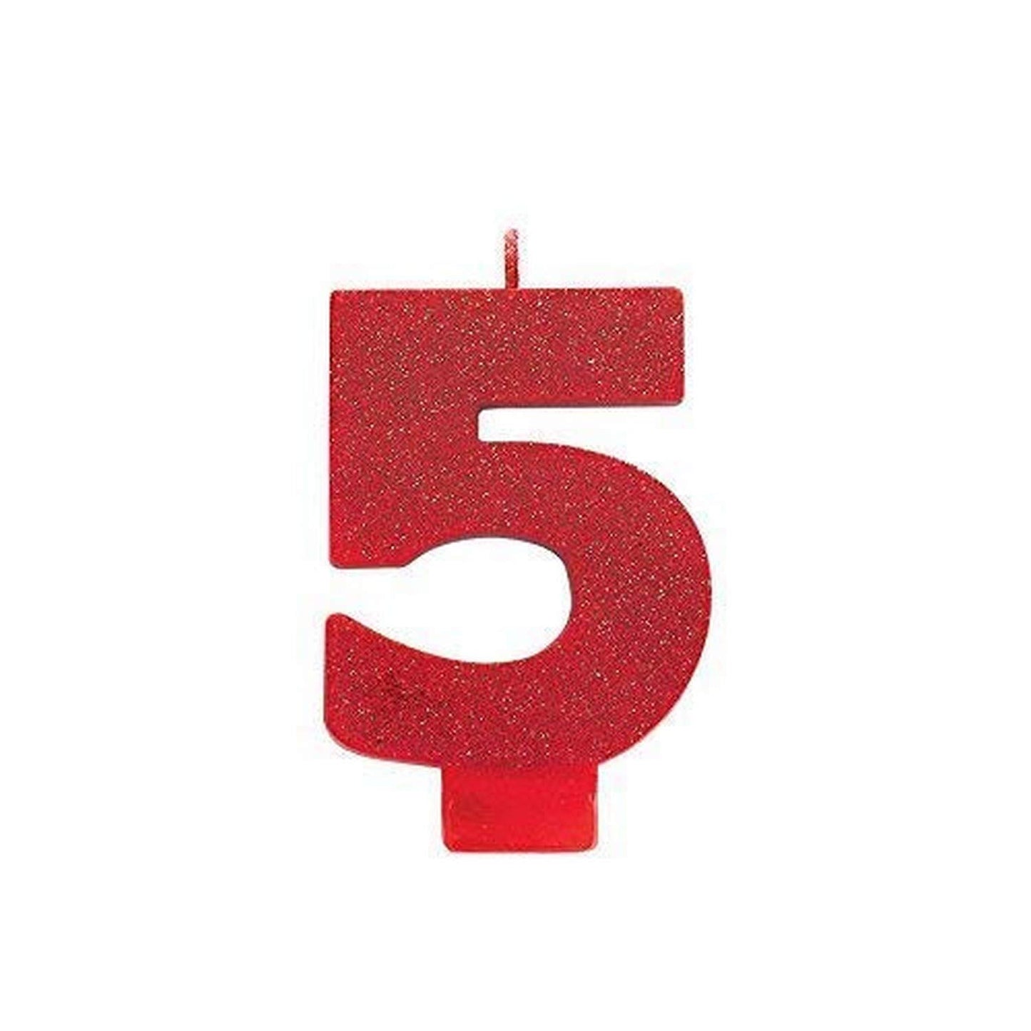 CANDLE GLITTER NUMERAL #5 RED (12/288)