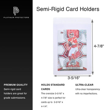 Platinum Protectors Semi-Rigid Card Holders for Graded Card Submissions for Standard Trading Cards (200 Pack)