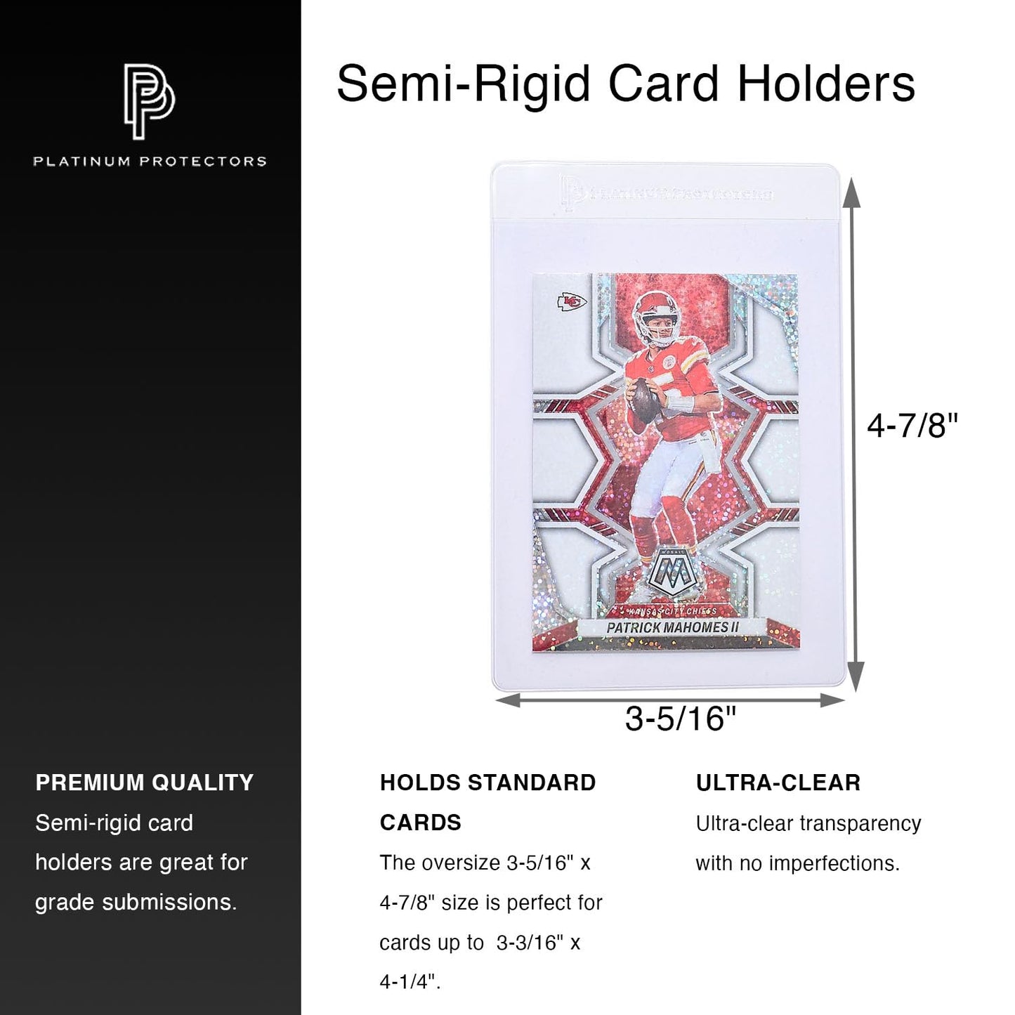Platinum Protectors Semi-Rigid Card Holders For Graded Card Submissions For Standard Trading Cards (200 Pack)