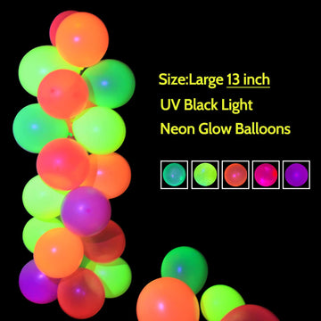 120 Pieces Uv Neon Balloons 12 Inch Large Blacklight Glow In The Dark Balloons 5 Colors Fluorescent Neon Glow Balloons For Black