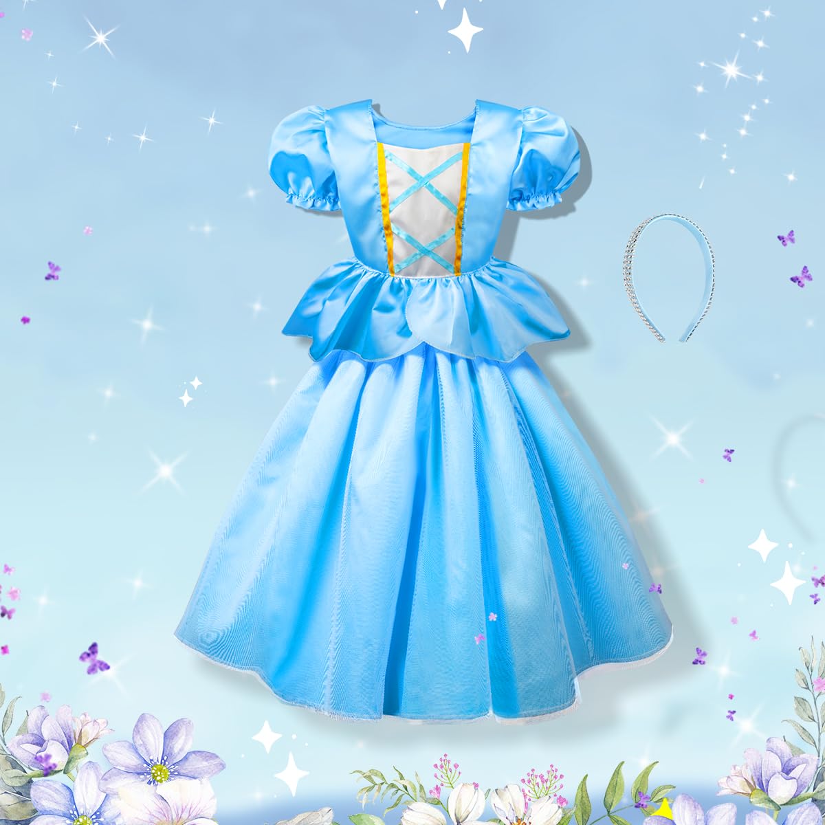 Meland Princess Dress Up For Girls - Dress Up Clothes For Little Girls With Cape, Princess Toys For Girls Age 3,4,5,6 Year Old, Christmas Birthday Gift For Toddler Girls Halloween Role Play