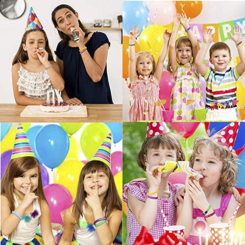 ARTLYMERS 48pcs Happy Birthday Rubber Bracelets, Colored Silicone Stretch Wristbands for Birthday Party Supplies Favors 8 Styles