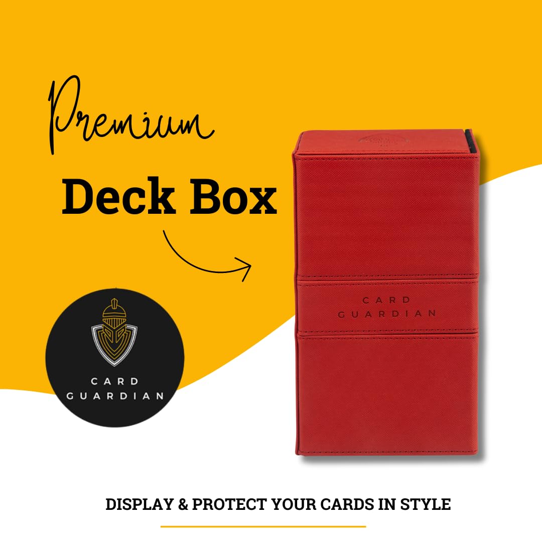 Card Guardian Premium Double Deck Box (Red) for 200+ Cards - Ideal for MTG, Commander & Yu-Gi-Oh! Trading Card Storage