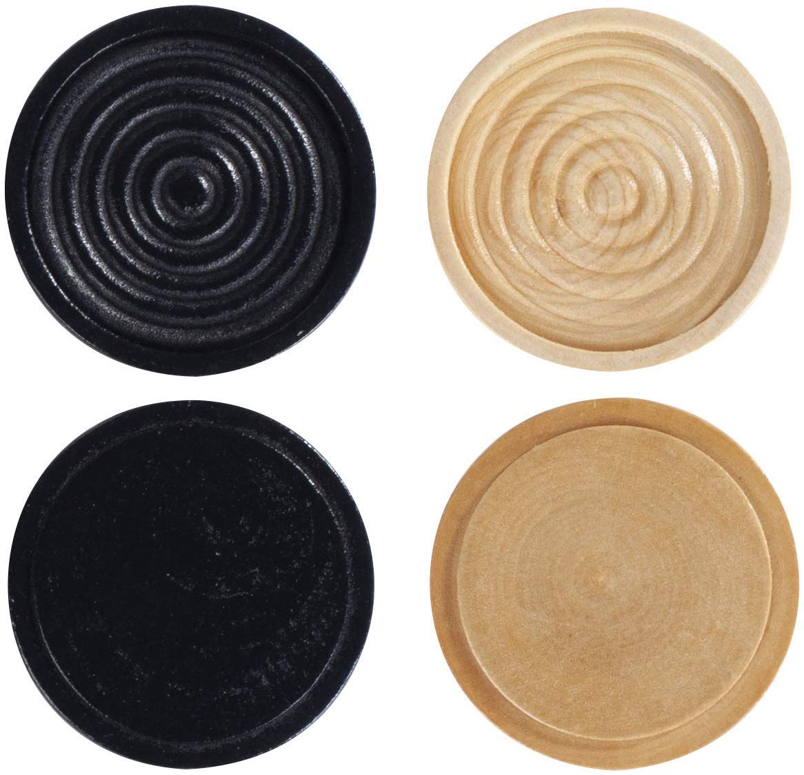 WE Games Wooden Checkers Pieces - 2" Natural & Black Stained, Stackable Ridges with Drawstring Bag - Replacement Game Pieces