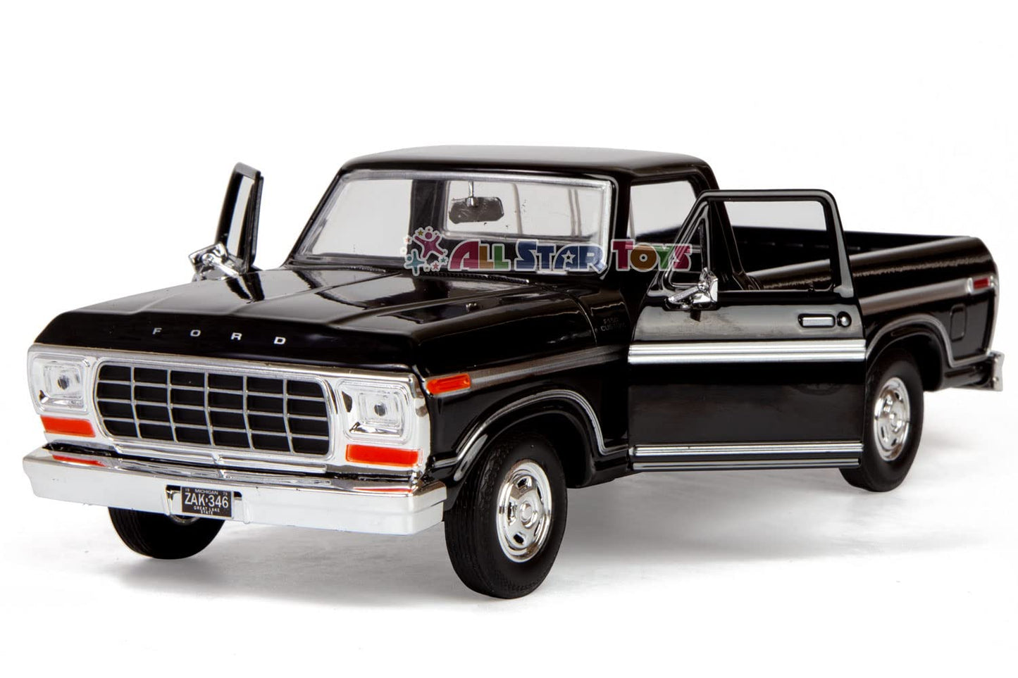 Motormax 1979 Ford F-150 Pickup Classic F150 Pick Up Truck 1:24 Diecast Collectible Model Car Black 79346 All Star Toys Exclusiv