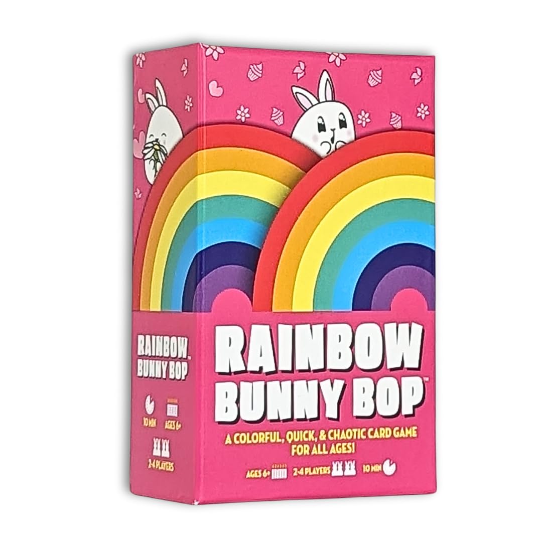 Rainbow Bunny Bop Card Game | Quick & Colorful Travel And Family Games For Kids And Adults | 2-4 Players