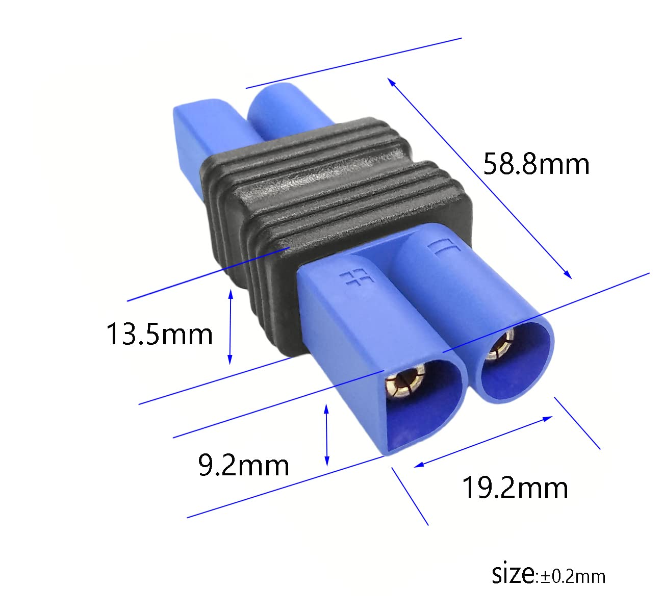 WOODGUILIN 2 Pcs Ec5 Male Plug to Ec5 Male Connector Plug Adapter for RC Lipo Battery Ec5 Plug to Ec5 Connection(2 Pack Ec5-Ec5)