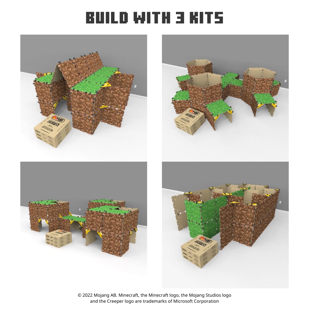 Make-A-Fort Minecraft Explorer Kit - Build Forts & Mazes - Durable Reinforced Cardboard - 2 Pack - Brown - Model 104