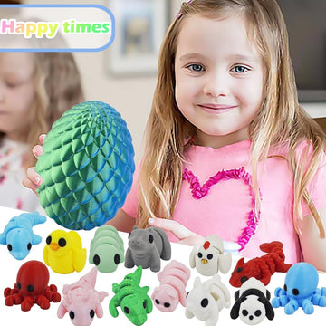 26PCS Mini 3D Printed Animal Figures Set and Dragon Eggs with 12In Dragon Inside enhanced 3D Printed Fidget Toys for Kids Fun Party Favors Unique Collector 's Gift Set Cute Desk Decor