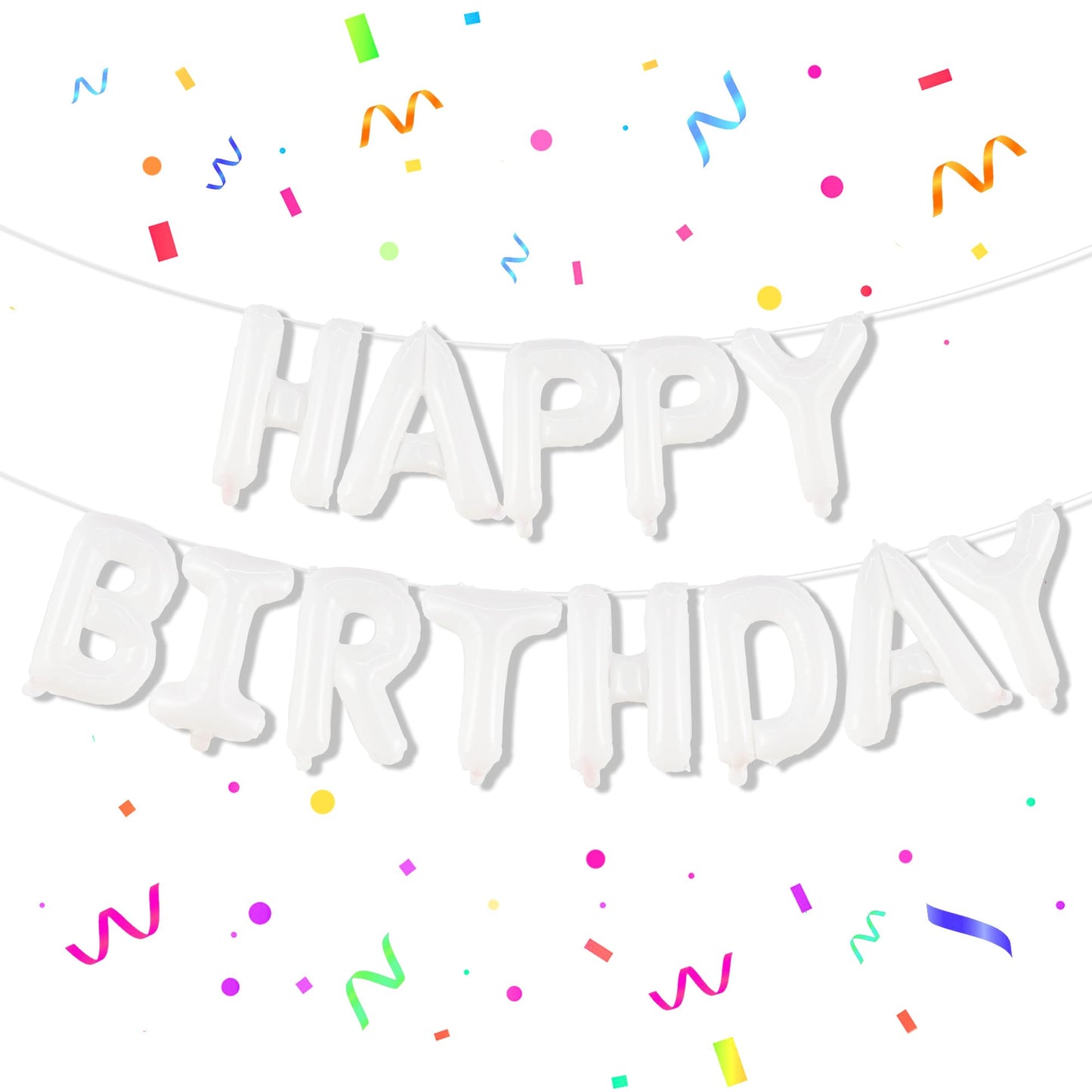 Katchon, White Happy Birthday Balloons Letters - 16 Inch | Happy Birthday Balloon White | White Happy Birthday Banner, White Birthday Decorations | Happy Birthday White Balloons For White Party Dècor