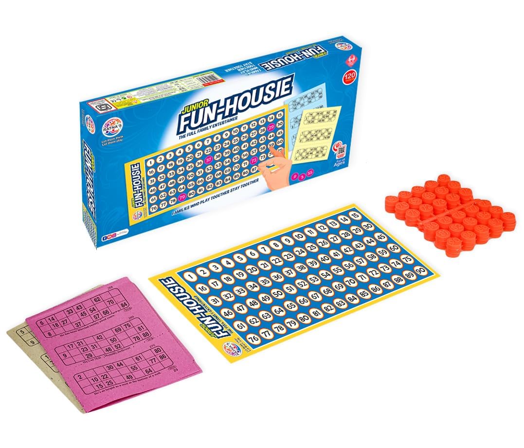 Ratna s Plastic Family Game Fun Housie Small with 120 Tickets Board Game, Multicolour, Fixing Checking Board, 90 Coins, and Tick
