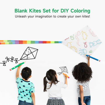 B Bangcool Diy Kids Kite Kites Making Painting White Paper Blank Kites With Swivel Line For Boys & Girls Outdoor Park Beach Grassland Activities(30Pcs)