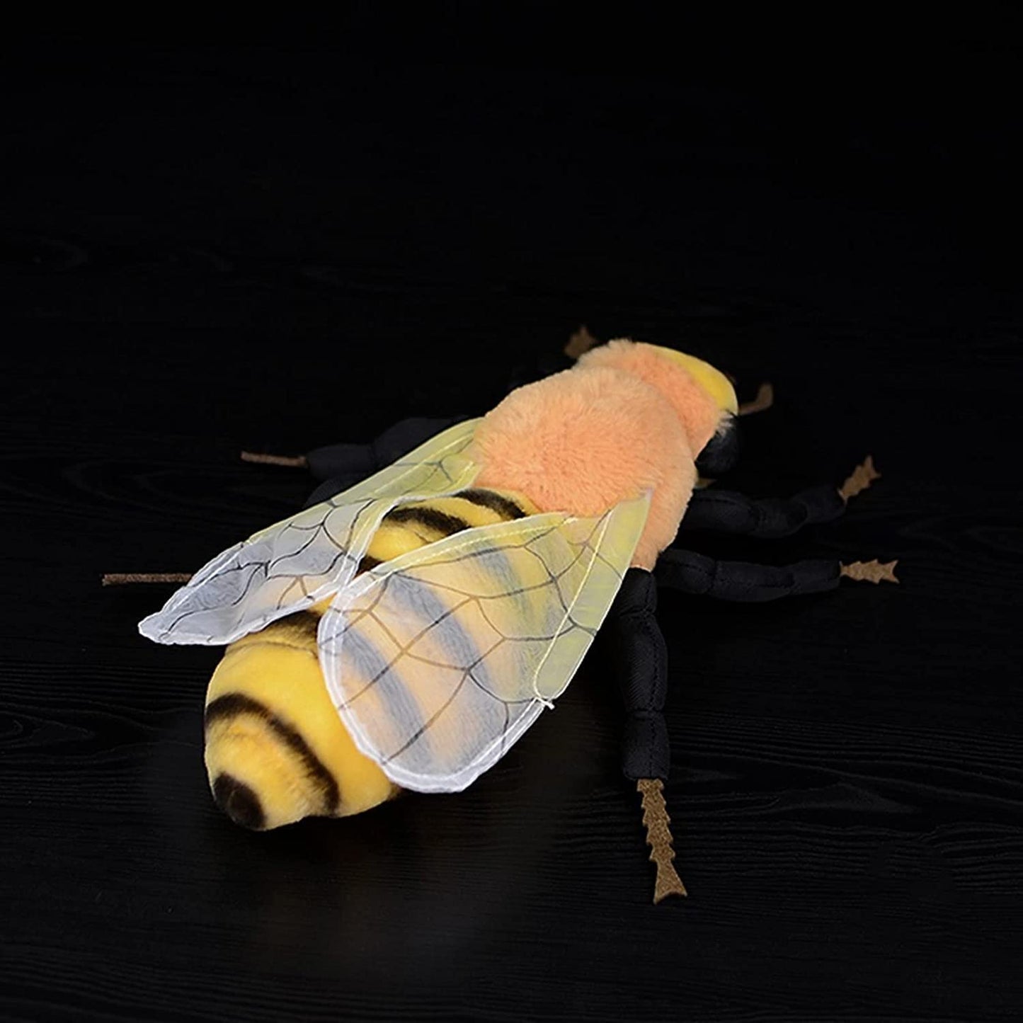 Zhongxin Made Large Bee Plush Toy - Lifelike Bee Stuffed Animals 16In, Realistic Bee Big Wings Toys, Simulation Bee Plushie Model Toy, Unique Plush Gift Collection For Kids