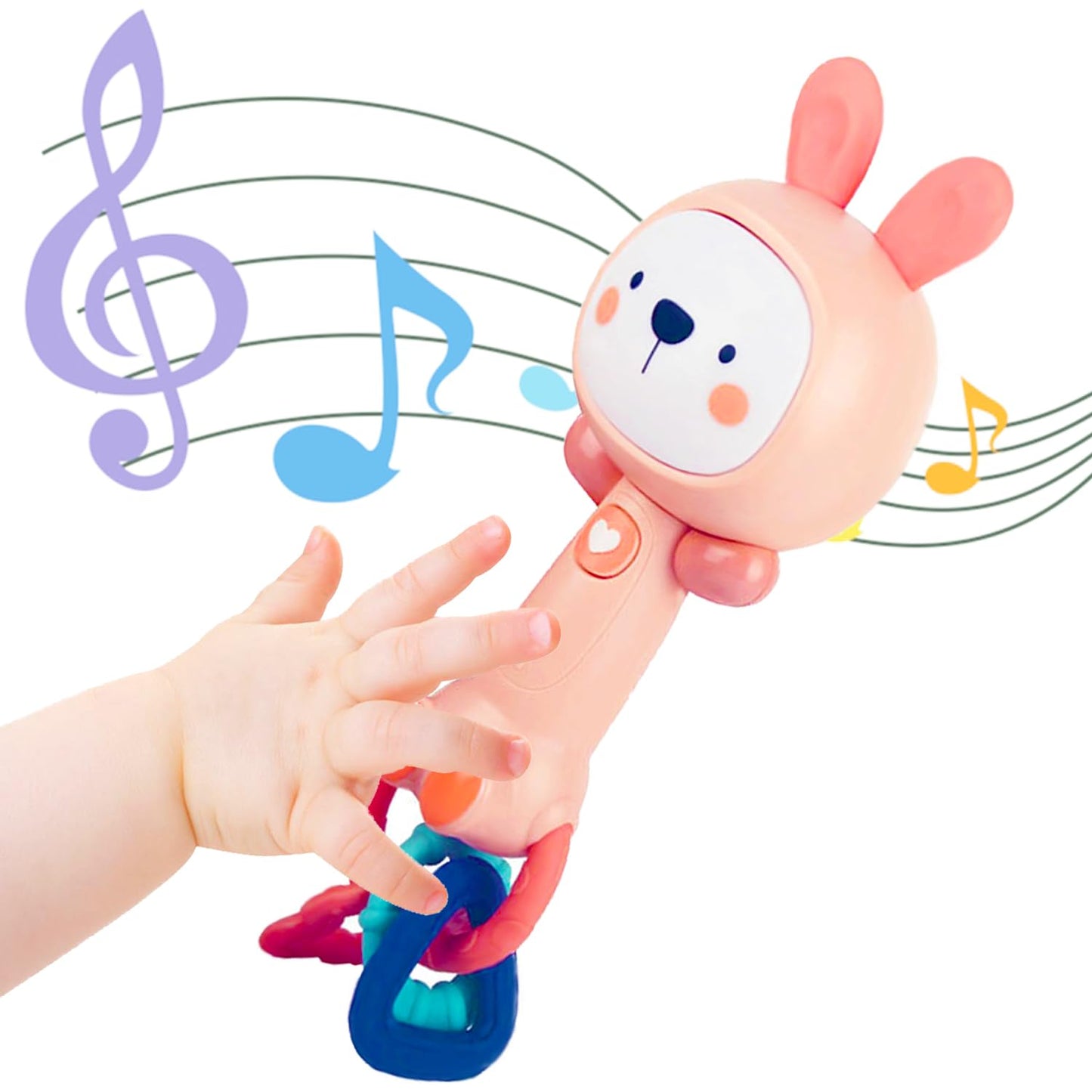 Whnkfb Baby Rattle Musical Toy, Light-Up Teething & Chew Sensory Toy For 6-12-18 Months, Bpa-Free Soft Rubber & Abs, Soothing To