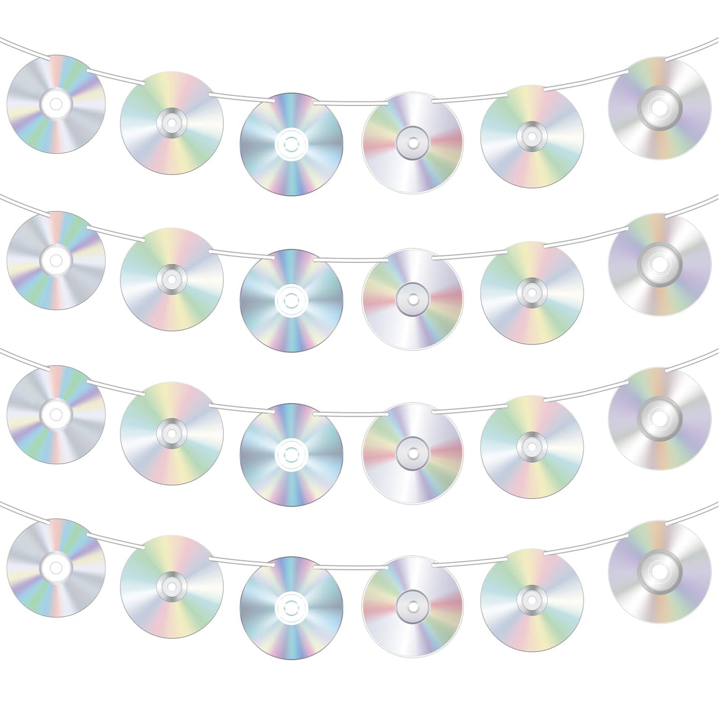 Pajean 24 Pcs CD Banner 90's Party Decorations DIY Retro CD Disco Cutout Banners Y2k Throwback Music Theme Paper Garlands Hangin