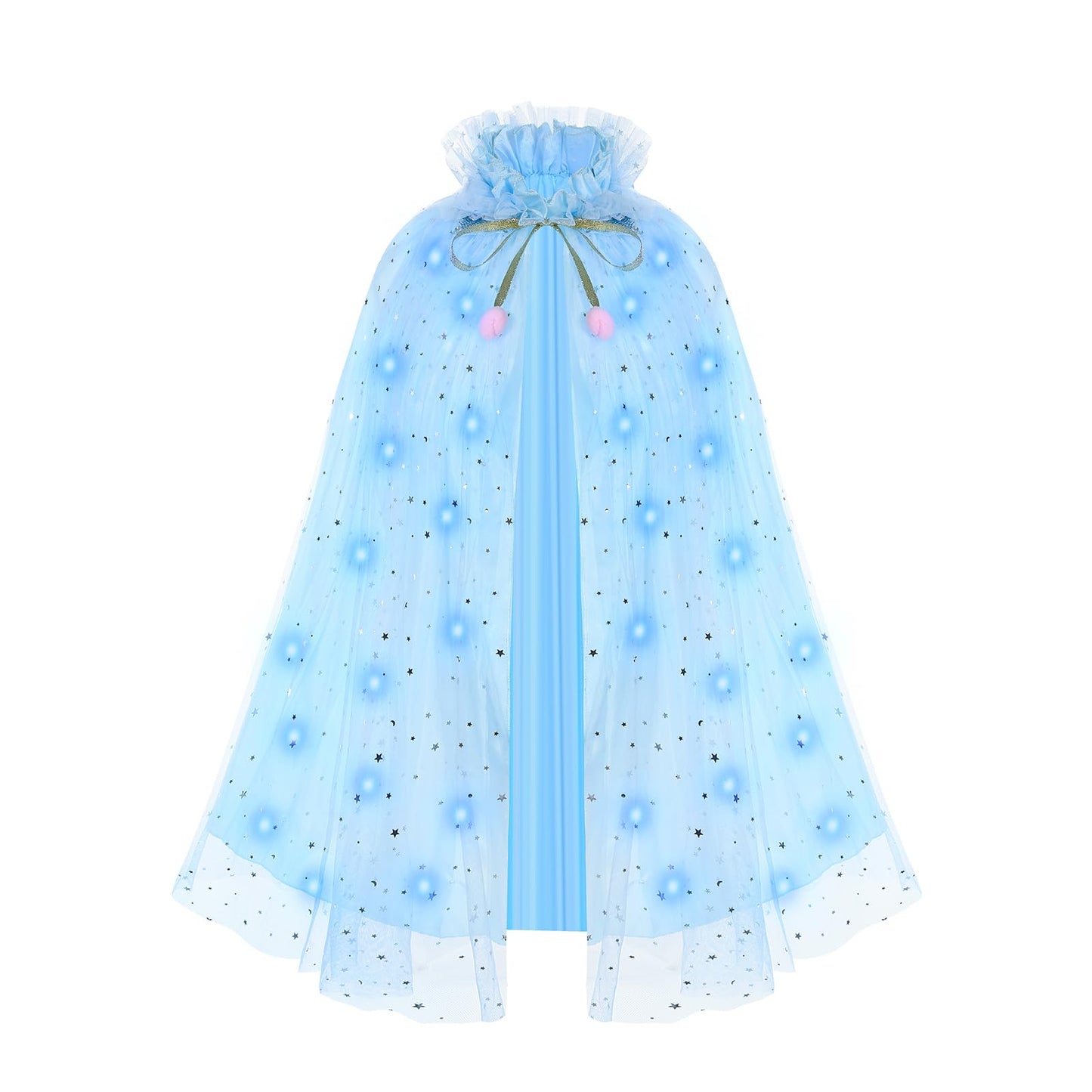 Hsctek Light Up Princess Cape, Blue Princess Dress Up Tulle Cape, Coloful Princess Outfit Costume Accessories Kids Toddlers Girls