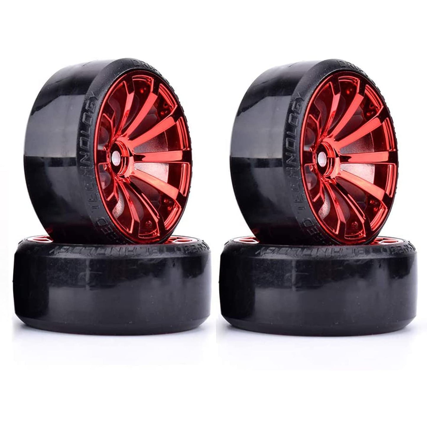 RC Plastic Wheel and Tire Set,WONFAST RC Drift Car 63mm Hard Tyres 12mm Hub Wheel for 1/10 On-Road Drifting Car Parts for HSP Ta