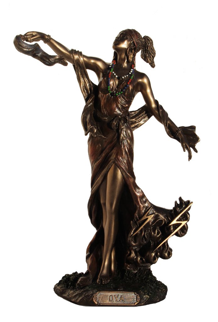 Oya - Goddess Of Wind, Storm And Transformation Figurine, Bronze Color