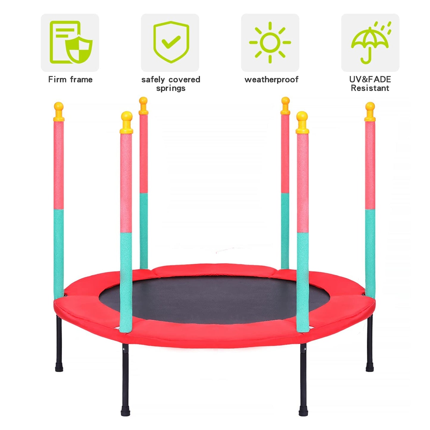 Toymate Kids Trampoline With Safety Enclosure Net - 5Ft Trampoline For Toddlers Indoor And Outdoor - Parent-Child Interactive Ga