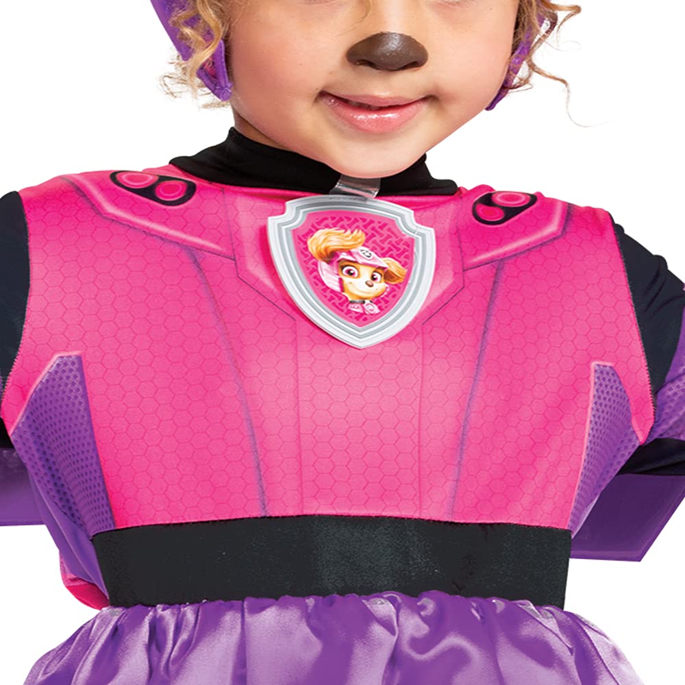 Paw Patrol Skye Costume Hat And Jumpsuit For Girls, Deluxe Paw Patrol Movie Character Outfit With Badge, Toddler Size Small (2T) Multicolored