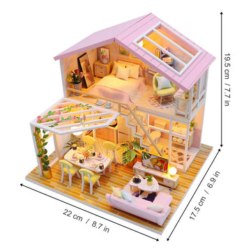 Gudoqi Diy Miniature Dollhouse Kit, Tiny House Kit With Furniture And Music, Miniature House Kit 1:24 Scale, Great Handmade Gift