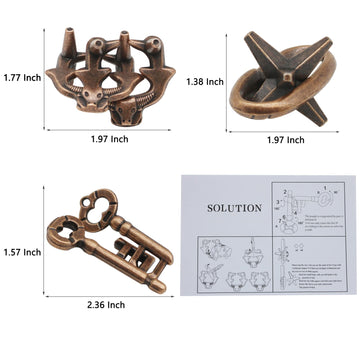 Brain Teaser Puzzles, 3 In 1 Metal Disentanglement Unlock Puzzle Set For Adults And Teenagers (Standard Edition)